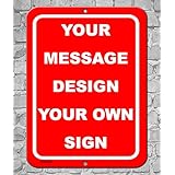 BA IMAGE Personalized Custom Red 001 Aluminum Metal Sign with Your Name! (9x12 Red w/White, Vertical)