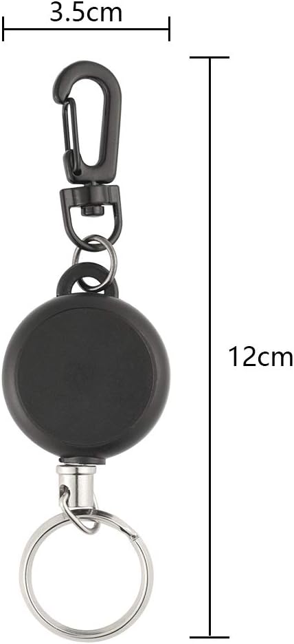 TUPARKA 10 Pcs Heavy Duty Retractable Key Chain Badge Reel Clips with 60cm/ 23.6 Inches Steel Wire Rope,Black - Image 3