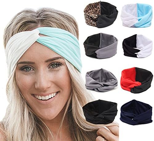 JALIYO Women's Headbands Headwraps Elastic Floral and Bowknot Cross Hair Band (8 Pack, Criss Cross 2)