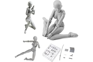 Haniforever Artists Manikin Drawing Figure Mannequin,Cool Action Figure Stop Motion Figure with Joints,Art Drawing Model Human Body for Sketching Supplies,Painting,Decoration (Grey,Female)