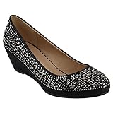 Forever Womens Low Wedge Heel Closed Toe Wedding Party Dress Sandals Shoes