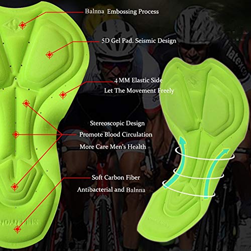 image for Balnna Men Bike Pants, Long Thermal 3D Padded Cycling Tights Leggings 