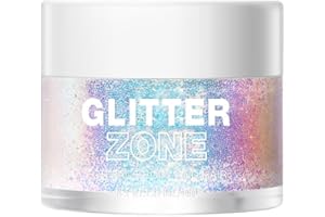 KIMIEYE Holographic Body Glitter Gel, Ultra Fine Glitter Gel for Face, Hair, Body, Nail, Eyeshadow, Long Lasting Waterproof Laser Glitter Gel Festival Party Rave Accessories for Women, 1.35 oz (#1 White)