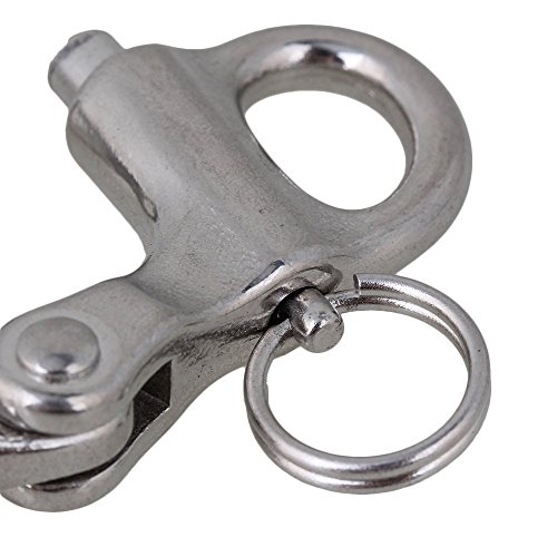 CNBTR 50mm 304 Stainless Steel Fixed Snap Anchor Shackle Rigging Silver Fixed Eye Bail with Eye Ring for Sailboat - Thumbnail 4