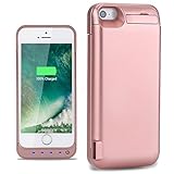 iPhone 5 / 5S / 5C / SE Battery Case,TQTHL Update [4800mAh] External Battery Backup Protective Charger Case for iPhone 5 / 5S / 5C / SE (Built-in USB Output Power Bank) LED Indicator Light - Rose Gold