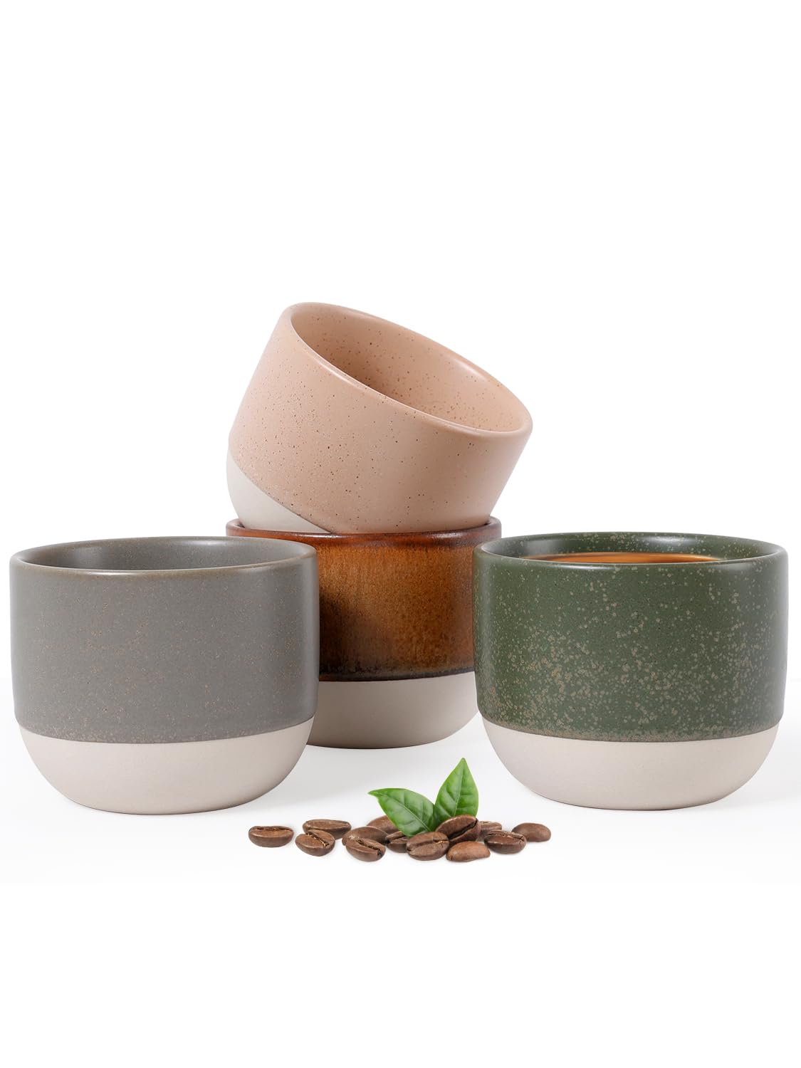 Photo 1 of INGOFIN Ceramic Espresso Cup Set of 4-4.2 oz Espresso Cup for Coffee and Tea, Modern Porcelain Glazed Demitasse Cups, Microwave Dishwasher Safe Mugs, Suit for Espresso Machine, Mix