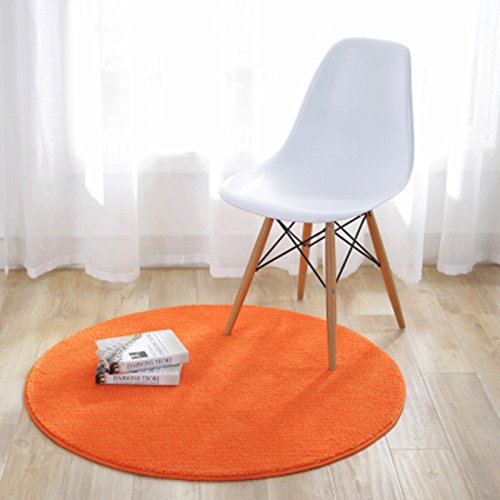 Fouriding Round Circular Area Rugs Solid Carpets Home Cozy Mat Bedroom Luxurious Floor Pads for Living Room (Orange, Diameter:1.9ft)