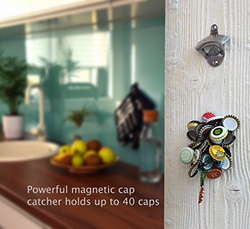 Bottle Opener Wall Mounted with Magnetic Cap Catcher - Stainless Steel - by CAPLORD, Easy to Mount + Comes Gift Ready for Beer Lovers, Excellent Birthday & Anniversary Gifts for Men - Thumbnail 3