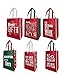 Earthwise Reusable Grocery Gift Bags Holiday Xmas Designs - Large & Medium Size - 6 Assorted Designs (Pack of 6)