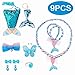 BAOQISHAN 9PCS Girls Party Princess for Necklace and Bracelet Set for Girls Little Kids Include Coin Purse Keychain Necklace Bracelet Hair Clip Earrings Ring Set
