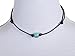 Barch Single Stone Turquoise Choker Necklace on Black Leather Cord for Women (Round Adjustable 1#)