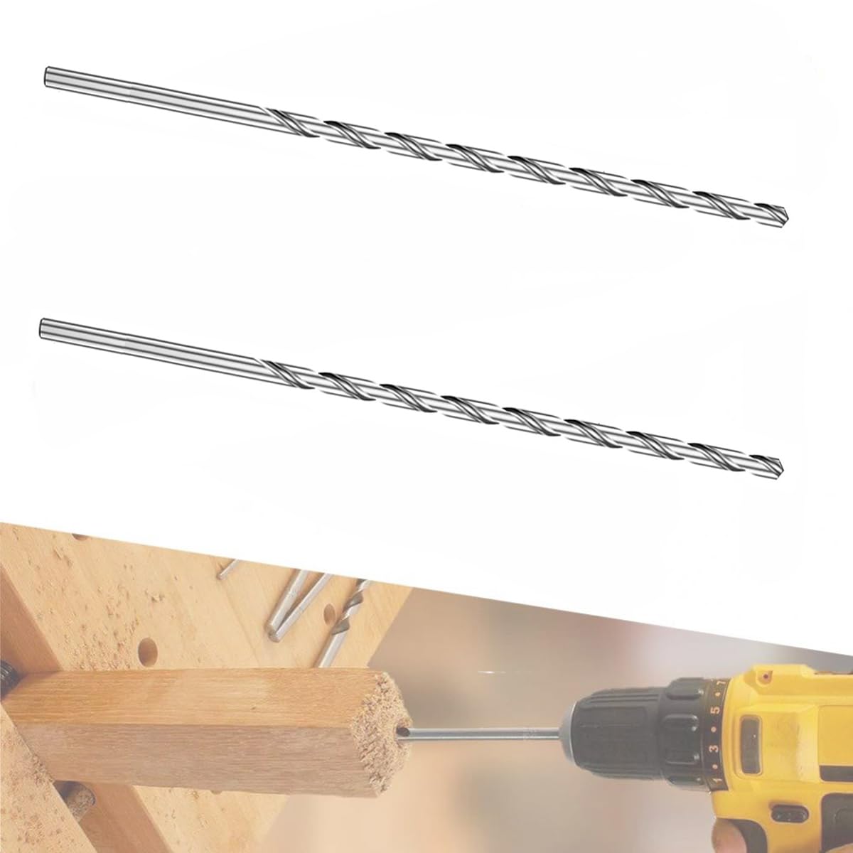 2 PCS 250MM X 5MM Extra Long Hss Drill Bit Set,Twist Drill Bits Straight Shank Tool Drill Bit (5MM)