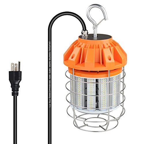 10800Lm LED Construction Lights, 80W LED Work Light (650W Eq.) 5000K Temporary High Bay Light, Stainless Steel Guard & Hook, Portable Jobsite Lighting for Indoor Outdoor Area