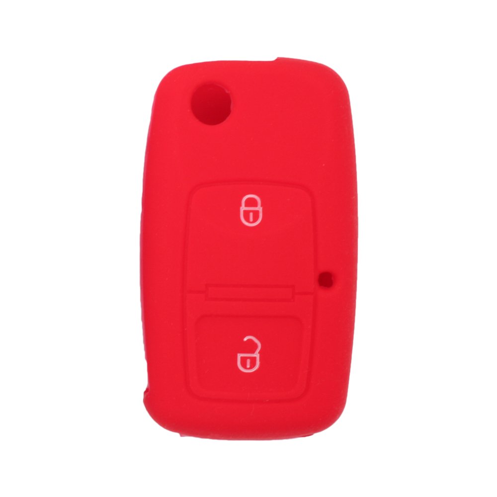 BROVACS Silicone Cover Protector Case Holder Skin Jacket Compatible with VOLKSWAGEN Passat Golf Bora Touran Polo 2 Button Flip Remote Key Fob CV9805 Red