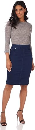 pull on stretch denim skirt