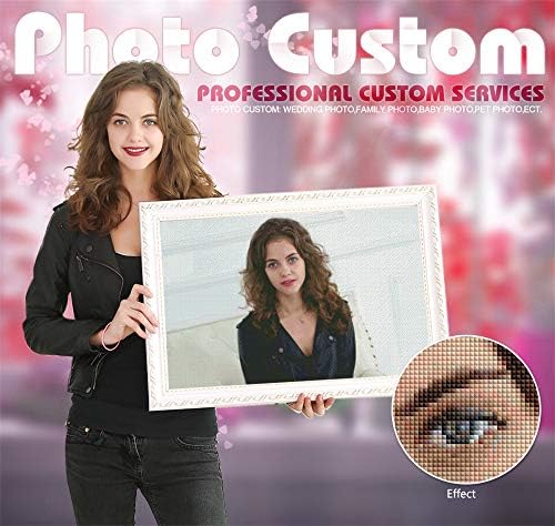 Rando Personalized Custom Photo Diamond Painting 5D DIY Make Your Own Diamond Embroidery, Full Drill Mosaic Cross Stitch Wall Art Gift (Round Beads, 40x50cm)