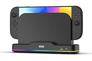 IINE Cooling Fan for Switch 2, Dual-Fan Cooling with Adjustable RGB Lighting, USB Expansion, Plug & Play Dock Cooler for Enha