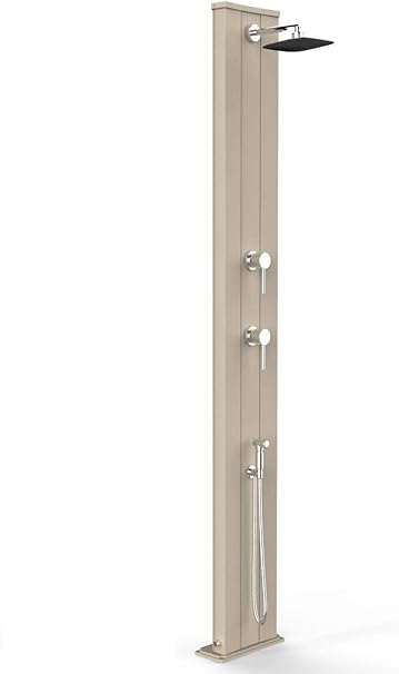 Solardusche Arkema D440 9001 Dada S Farbe Sand Ral 9001 Geradlinige Dusche Fur Outdoorbereiche Aus Aluminium Mit Korrosionsschutz Mit Einhebelmischer Und Handbrause Wassertank 40 Liter Hohe 229 Cm Amazon De Garten