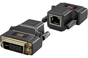 MAXSQUARE DVI CAT5E/6 Mini Extender, DVI CAT5 with EDID Emulator, Passive, Resolution Up to 1920x1200@60Hz, Transmission Dist