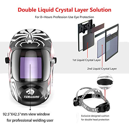 Tekware Hemispherica Large Viewing Auto Darkening Welding Helmet, Solar