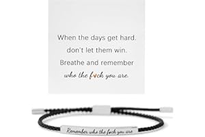 Harlermoon Remember Who The F You Are Motivational Tube Bracelet For Women Handmade Adjustable Hand Bradied Wrap Stainless Steel Daughter Friendship Inspirational Gifts Jewelry