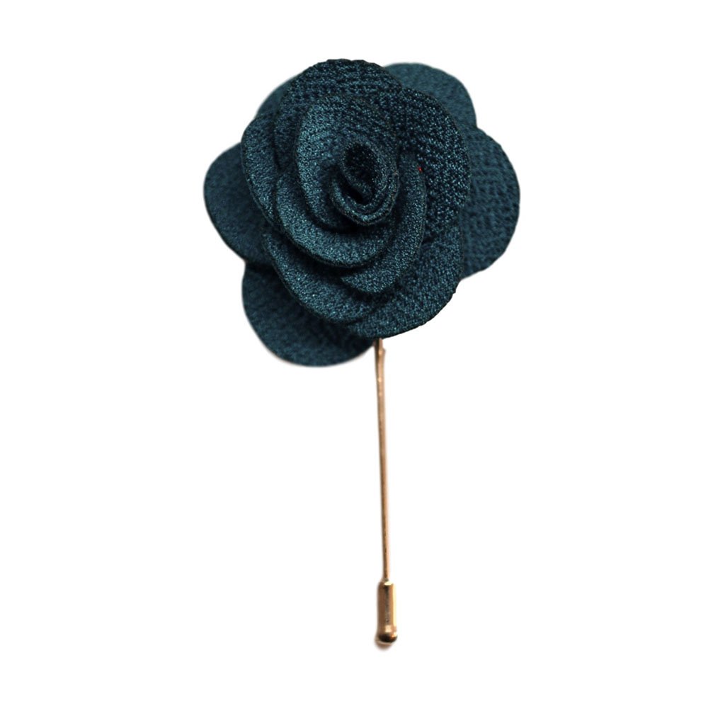 Teal Handmade Flower/Rose Lapel Pin for wearing with men's suit jacket, blazer, dinner jacket or tuxedo jacket(Size: One Size)