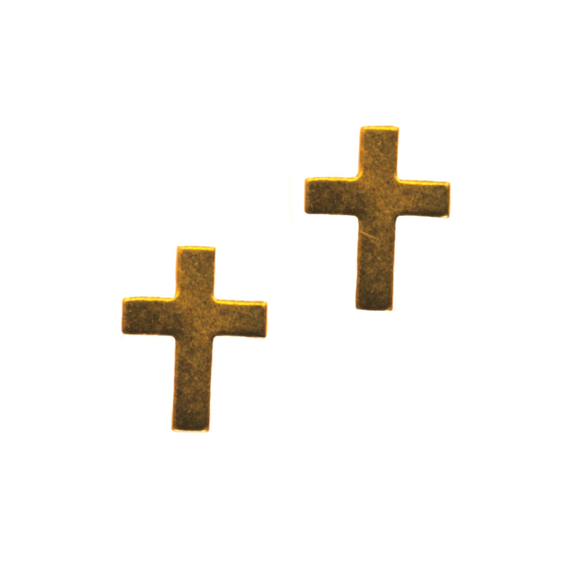 Arranview Jewellery Cross stud earrings in 9ct yellow gold