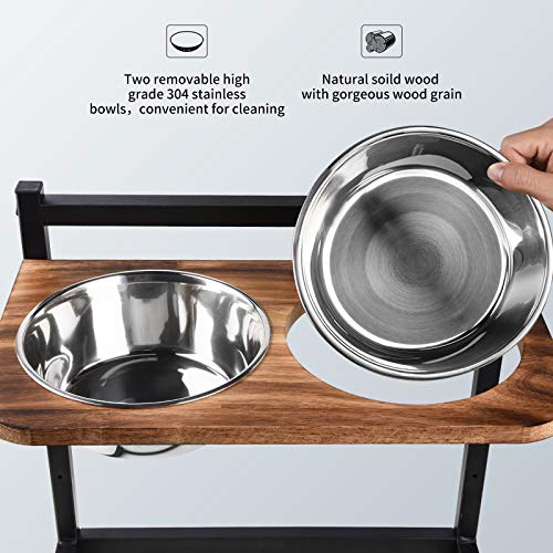 Emfogo Dog Cat Bowls Raised Dog Bowl Stand Feeder Adjustable Elevated 3 Heights5in 9in 13in with Stainless Steel Food… - Image 6