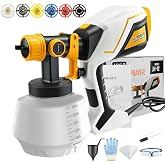 Paint Sprayer 1000W HVLP Electric Spray Paint Gun with 6 Copper Nozzles and 3 Spray Patterns 1200ML High Capacity Container for Furniture, Fences, Walls, Garage Doors (Yellow)