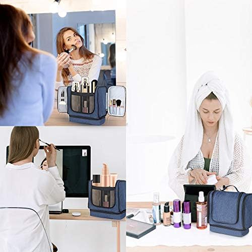 Leccod Large Hanging Travel Toiletry Bag for women and men ,Water-resistant Cosmetic Makeup Bag ,Full Sized Container Organizer for Shampoo, Toiletries etc. (Navy Blue) 6 Leccod Large Hanging Travel Toiletry Bag for women and men ,Water-resistant Cosmetic Makeup Bag ,Full Sized Container Organizer for Shampoo, Toiletries etc. (Navy Blue)