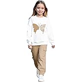 xueteox Teen Girls' Casual Clothing Set, Butterfly Print Pullover Tops and Sport pants 2 Piece Fall Sweatshirts