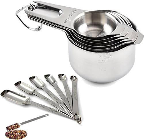 Ruiwin Measuring Cups And Measuring Spoons. Stainless Steel Measuring Cups And Spoons Set Of 13 (Measuring Cups And Spoons set)