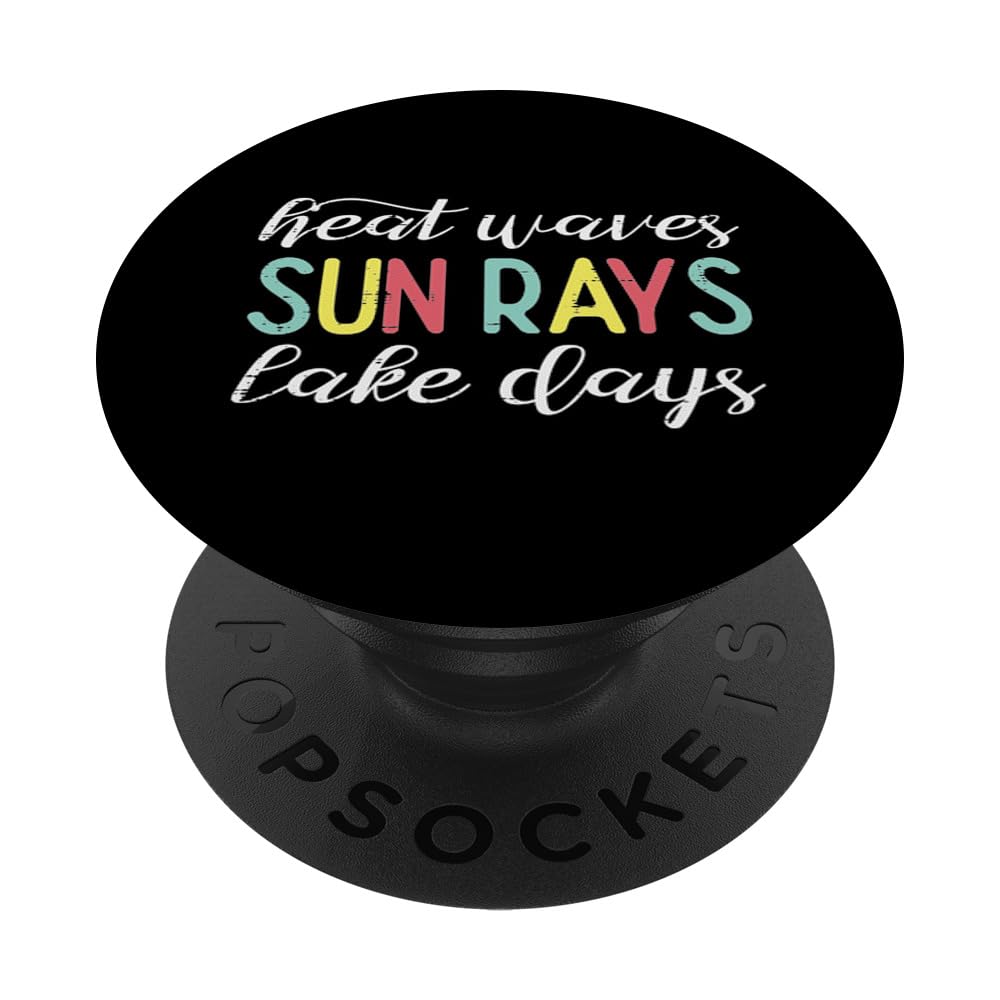 Heat Waves Sun Rays Lake Days Boat Pontoon Men Women Kids PopSockets Swappable PopGrip