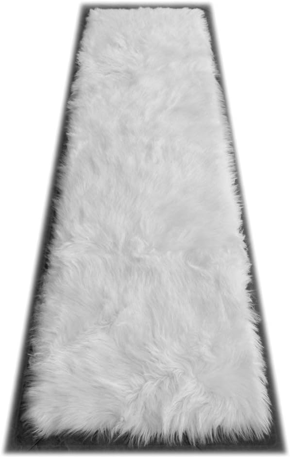 Masada Rugs, Faux Sheep Fur Shag Runner Area Rug 2 Feet X 7