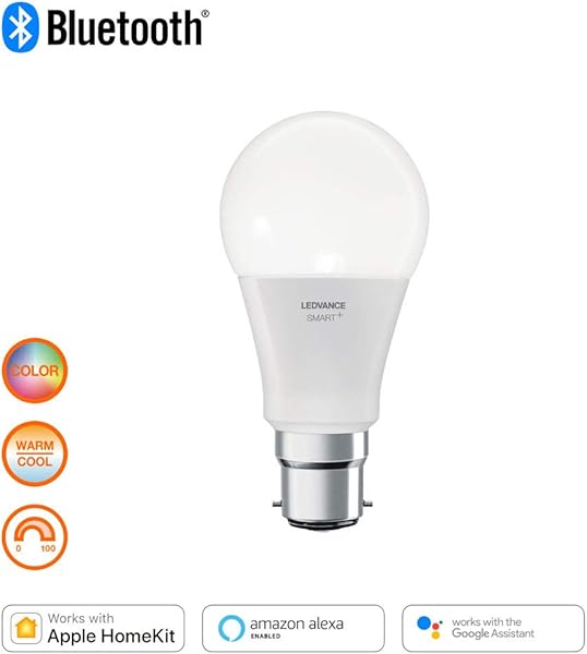LEDVANCE Lmpara Smart LED con Bluetooth B22d color de luz cambiante 2700 6500K colores RGB cambiables controlable con Alexa Google y Apple Voice Control SMART BT CLA60 MULTICOLOUR