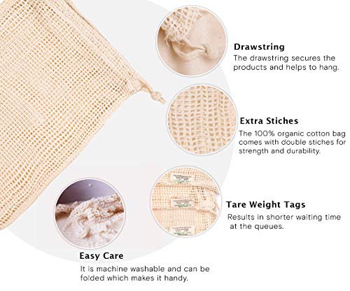 earthwise reusable mesh produce bolsas washable set of 9 premium bolsas