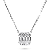 BERRICLE Sterling Silver Vintage Inspired Art Deco Cubic Zirconia CZ Pendant Necklace for Women, Rhodium Plated 16 inch