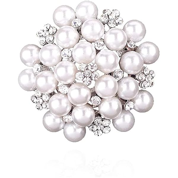Amazon.com: Bridal Synthetic Pearl Floral Brooch (Light  display picture 3