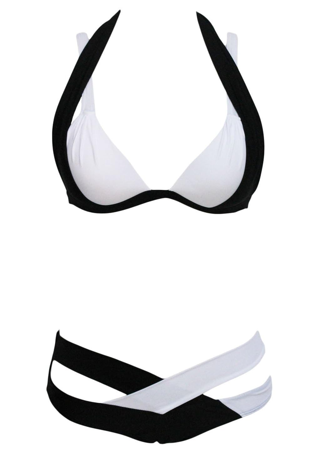 boldgal women's swimwear colorblock push-up bikini (black)