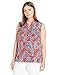 Notations Women's Plus Size Printed Sleeveless Mandarin Collar Blouse
