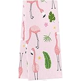 Pink Flamingo Gifts Summer Tea Wine Kitchen Towels Dish Towels for Kitchen Drying Dishes Drying Cloth Bathroom