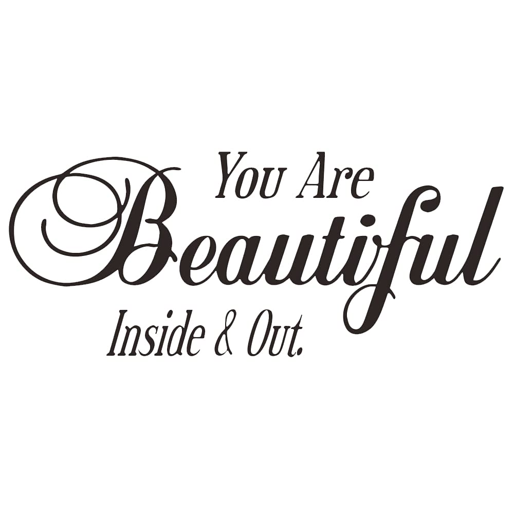 You are Beautiful Inside and Out Wall Sticker, Vinyl Motivational Wall Art Decor, Inspirational Quote Saying Letter Room Decal for Office, Yoga Gym, Study, Girls Bedroom, 22 x 9.1