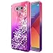 LG G6 Case, LG G6 Plus Case (2017) w/[Tempered Glass Screen Protector], NageBee Glitter Liquid Quicksand Waterfall Floating Flowing Sparkle Shiny Bling Girls Cute Case -Pink/Purple