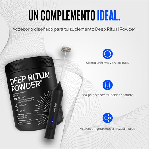 Sleep Ritual Espumador de Leche Recargable con 3 Velocidades. Batidor Premium de Mano Cargado Rapido Ideal para Agua o Leche. Milk Frother