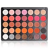 Eyeshadow Palette, FindinBeauty 35 Warm Colors Matte and Shimmery Silky Powder - Long Lasting and Pigmented Pressed Glitter Eye Shadow Makeup Set (35GF)