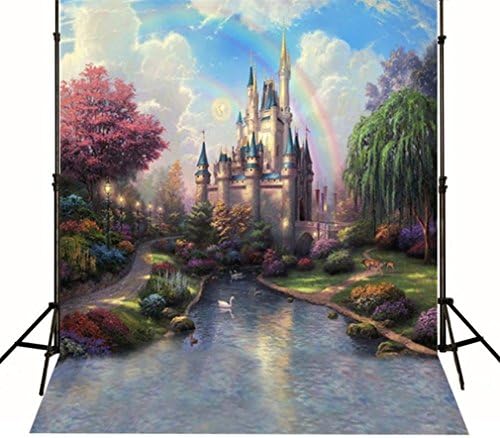 Generic Wedding Background Fantasy Castle Backdrop Rainbow River Colorful Trees Floral Backdrops for Photography 6758-J