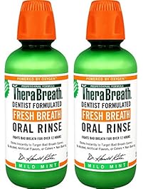 TheraBreath Dentist Formulated Fresh Breath Oral Rinse - Mild Mint Flavor, 16 Ounce (Pack of 2)