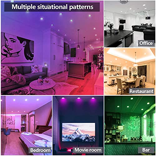 Redare LED Recessed Ceiling Lights,6 Pack 10W Dimmable Smart Downlights RGB+Warm White+Cool White,App Control,Bluetooth Mesh Spotlights 2700K-6500K for Living Room,Bedroom,Kitchen,KTV(10W 6 Pack)