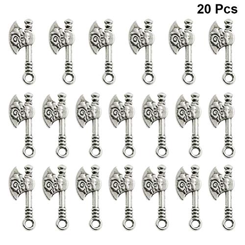 FENICAL 20pcs Cute Charms Axe Shape DIY Handmade Accessories Necklace Pendants Jewelry Making Supplies for Party Favors Decorations (Antique Silver) - Thumbnail 6