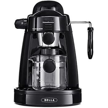 BELLA Personal Espresso Maker with Built-in Steam Wand and 5 Bar Pressure, black